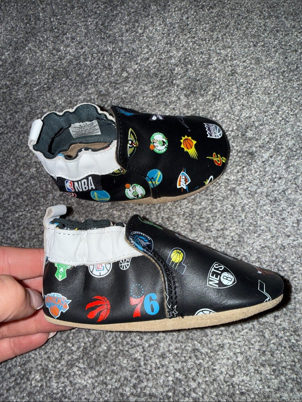 Baby Black NBA Logo Slip-On Soft Sole Shoes